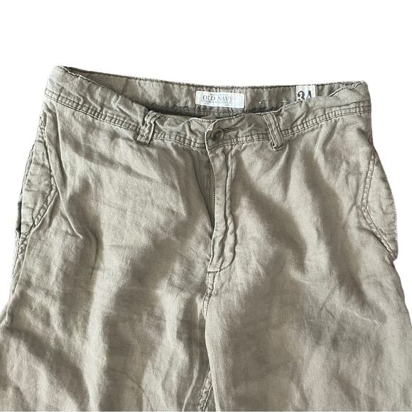 Old Navy Loose Linen Pants Men 34x30 Brown Slacks Trousers Beach Vacation Casual - Picture 2 of 6